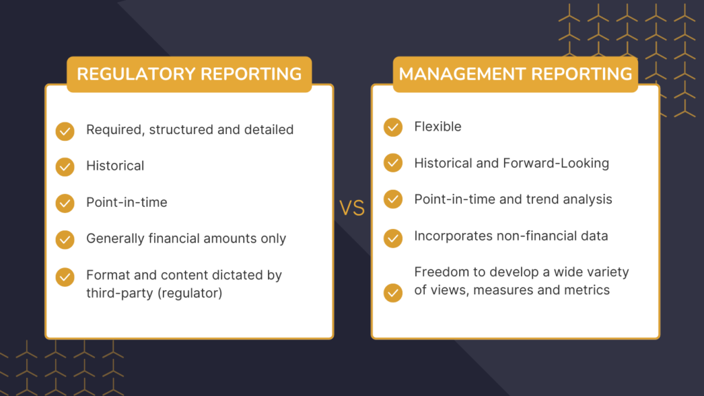 Management vs regulatory reporting comparison